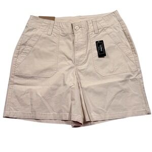 LL Bean 207 Vintage Canvas Shorts Womens 12 Antique White Utility Mid Rise New